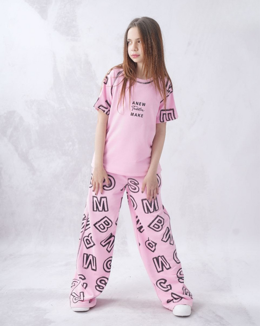 Two Pcs Girls Cotton Pajamas Set - Teens