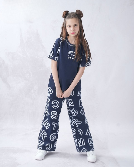 Two Pcs Girls Cotton Pajamas Set - Teens