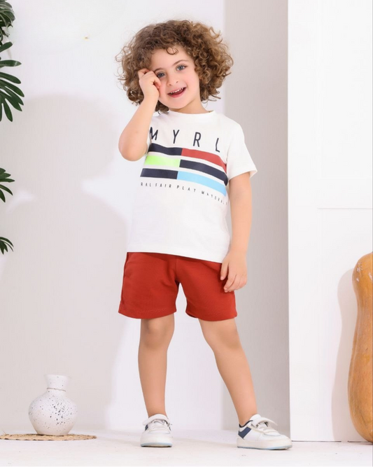 Two Pcs Boys Cotton Pajamas Set