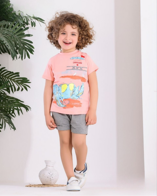 Two Pcs Boys Cotton Pajamas Set