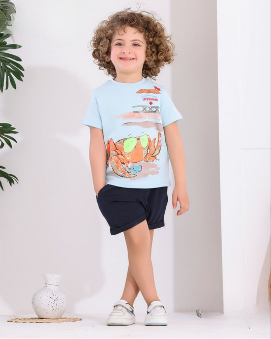 Two Pcs Boys Cotton Pajamas Set