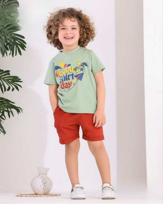 Two Pcs Boys Cotton Pajamas Set