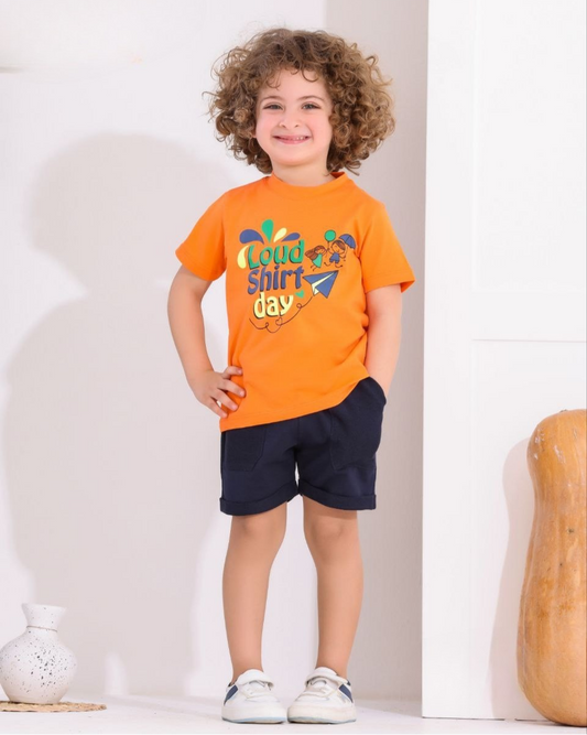 Two Pcs Boys Cotton Pajamas Set