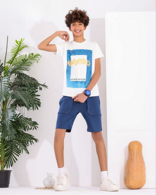 Two Pcs Boys Cotton Pajamas Set - Teens