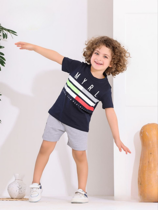 Two Pcs Boys Cotton Pajamas Set