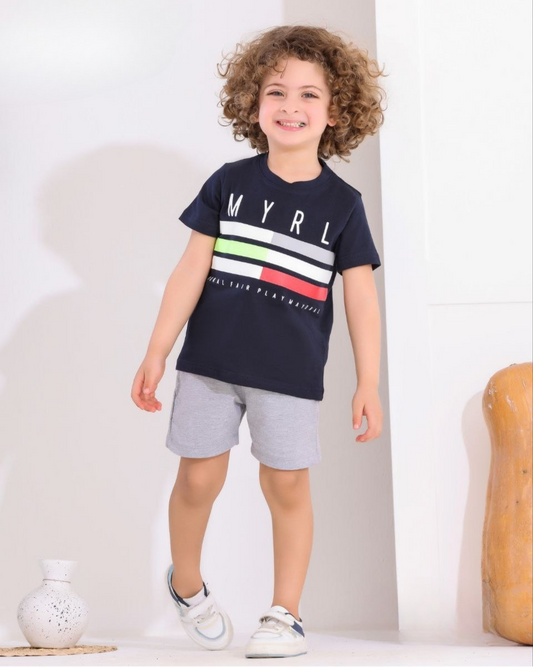 Two Pcs Boys Cotton Pajamas Set