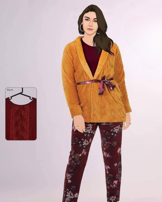Women Winter 3PCS Pajamas Set