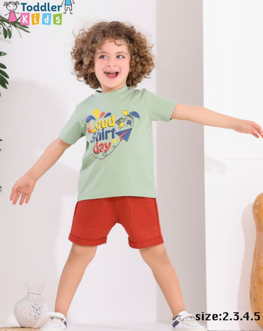 Two Pcs Boys Cotton Pajamas Set