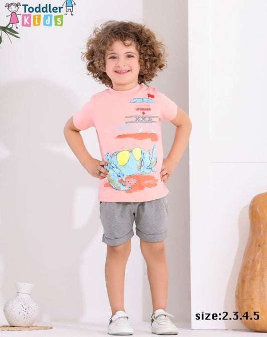 Two Pcs Boys Cotton Pajamas Set
