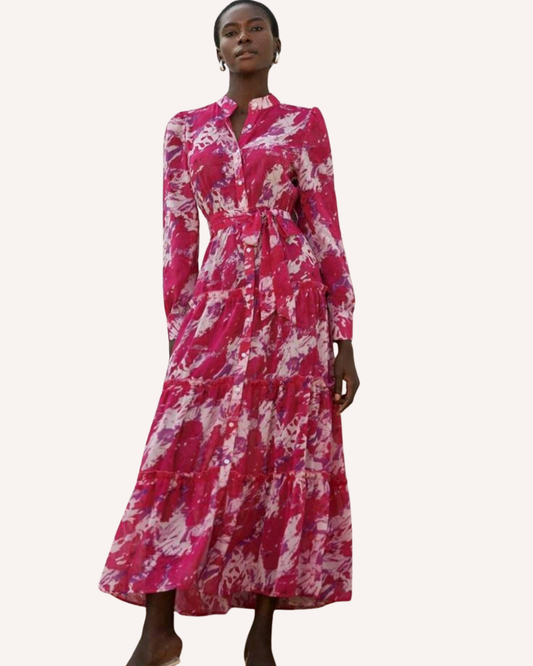 Chiffon Long Sleeve Women Maxi Dress