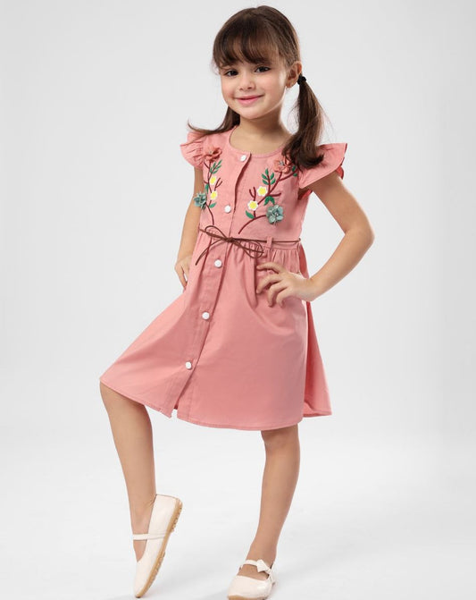 Baby Embroidered Poplin Dress - فستان بيبي بناتي بوبلين مطرز